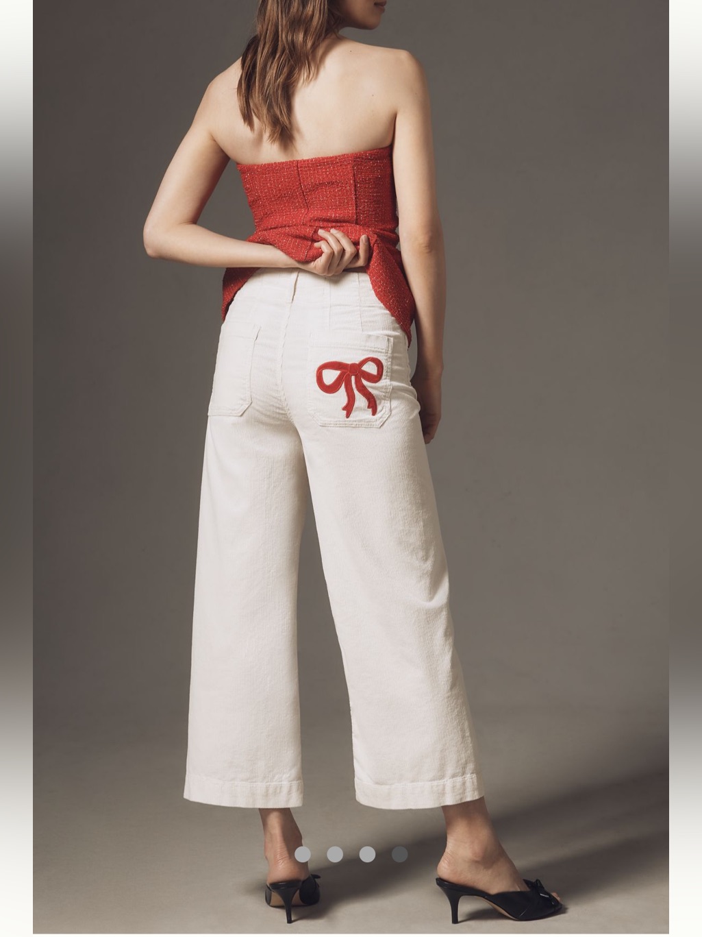 Nwt The Colette Bow Corduroy Crop Wide-Leg Pants By Maeve